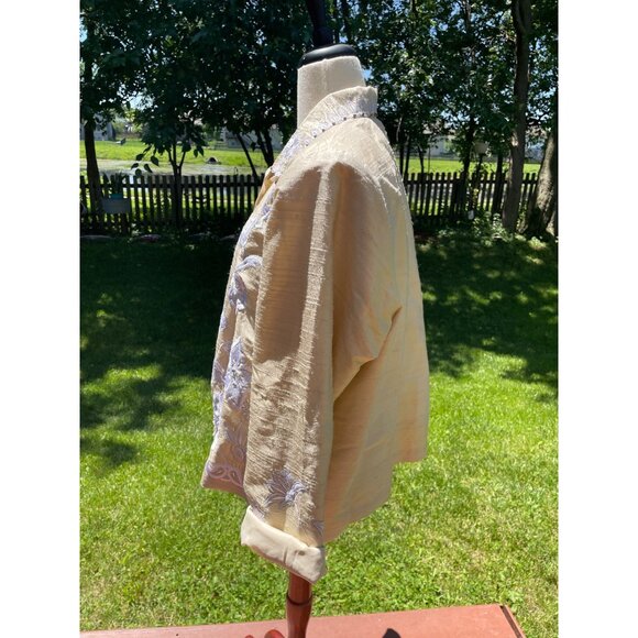 Coldwater Creek Embroidered Silk Blend Button-Up Top XXL Ivory & White - Picture 3 of 7